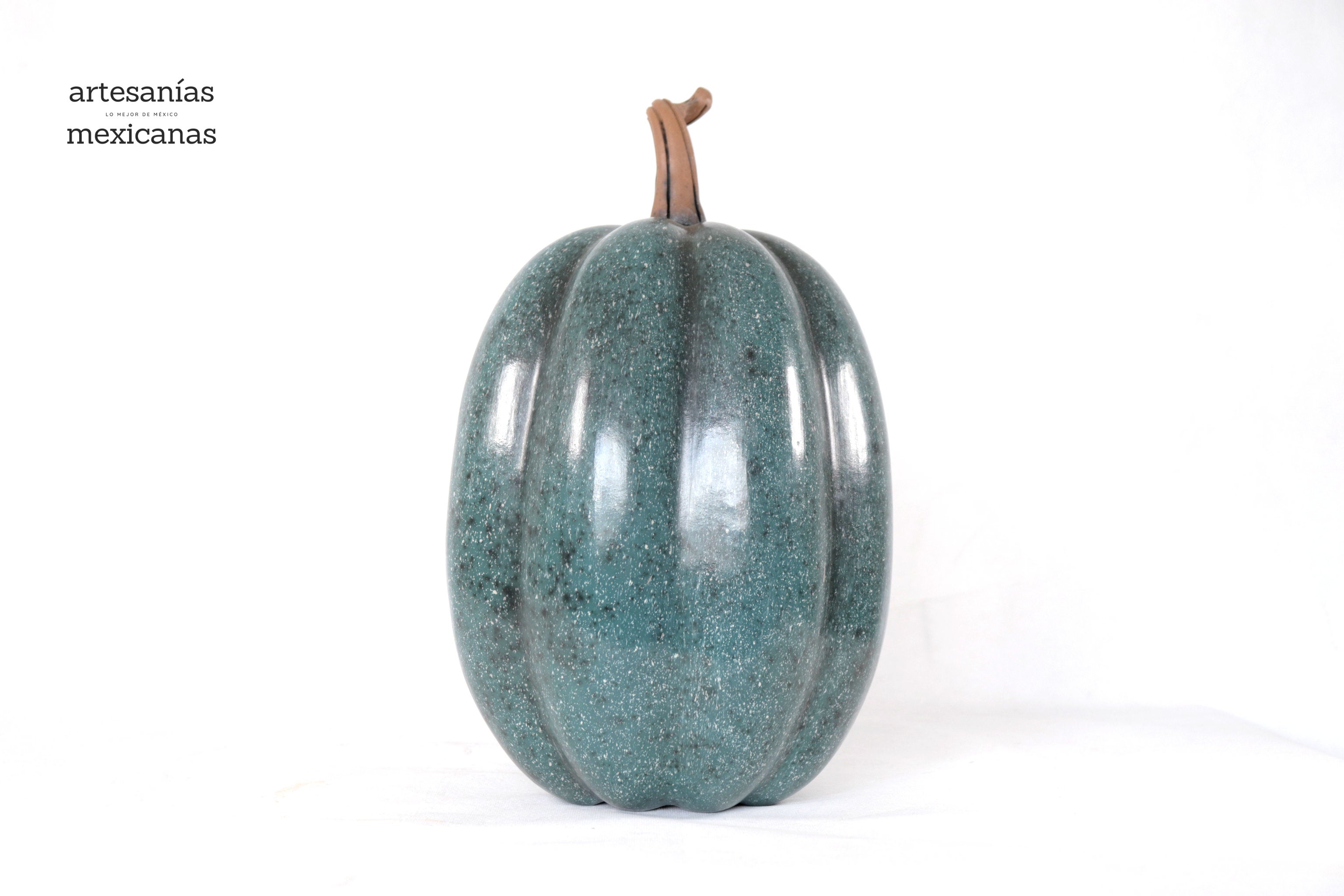 Set 3 Pumpkins Handcrafted Turquoise Marbled 14.1 in. Trejo