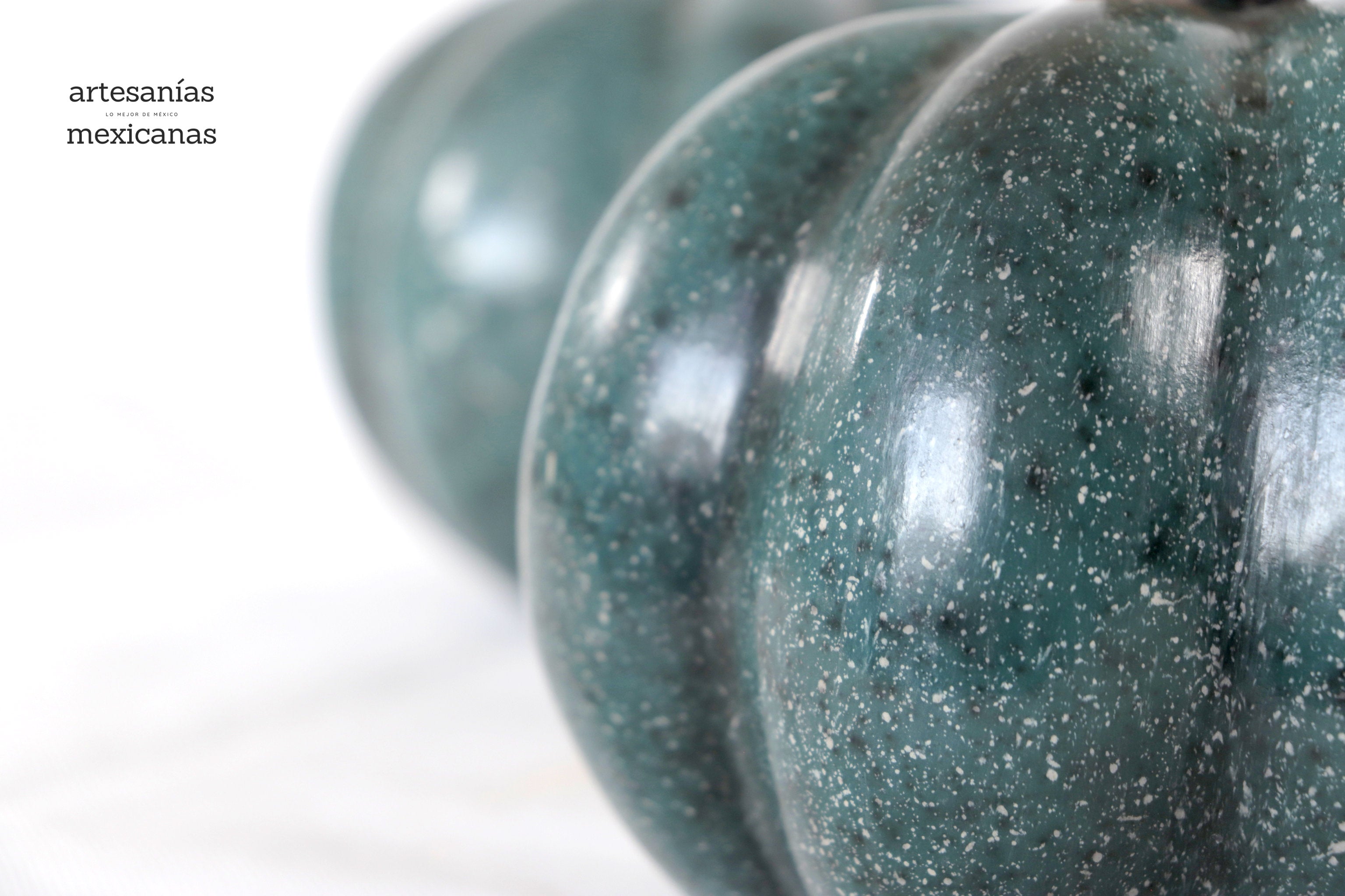 Set 3 Pumpkins Handcrafted Turquoise Marbled 14.1 in. Trejo