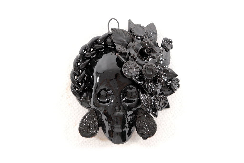 Skull black mediana Wall - Glazed Clay - 7.6 in. Tiru