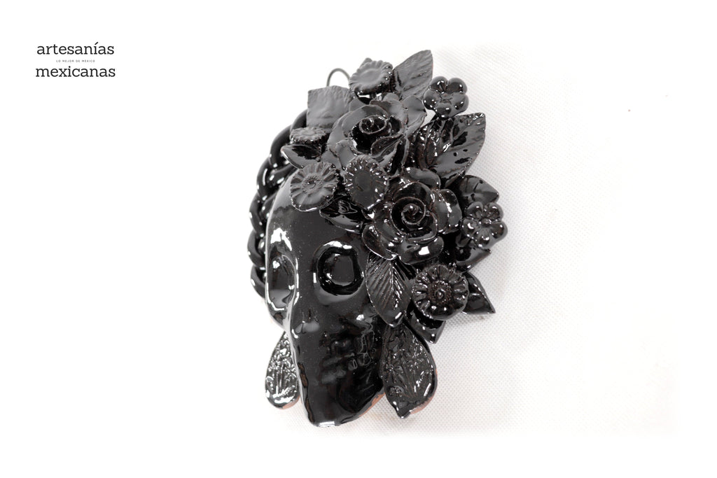 Skull black mediana Wall - Glazed Clay - 7.6 in. Tiru