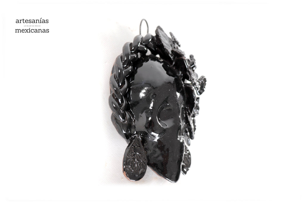 Skull black mediana Wall - Glazed Clay - 7.6 in. Tiru