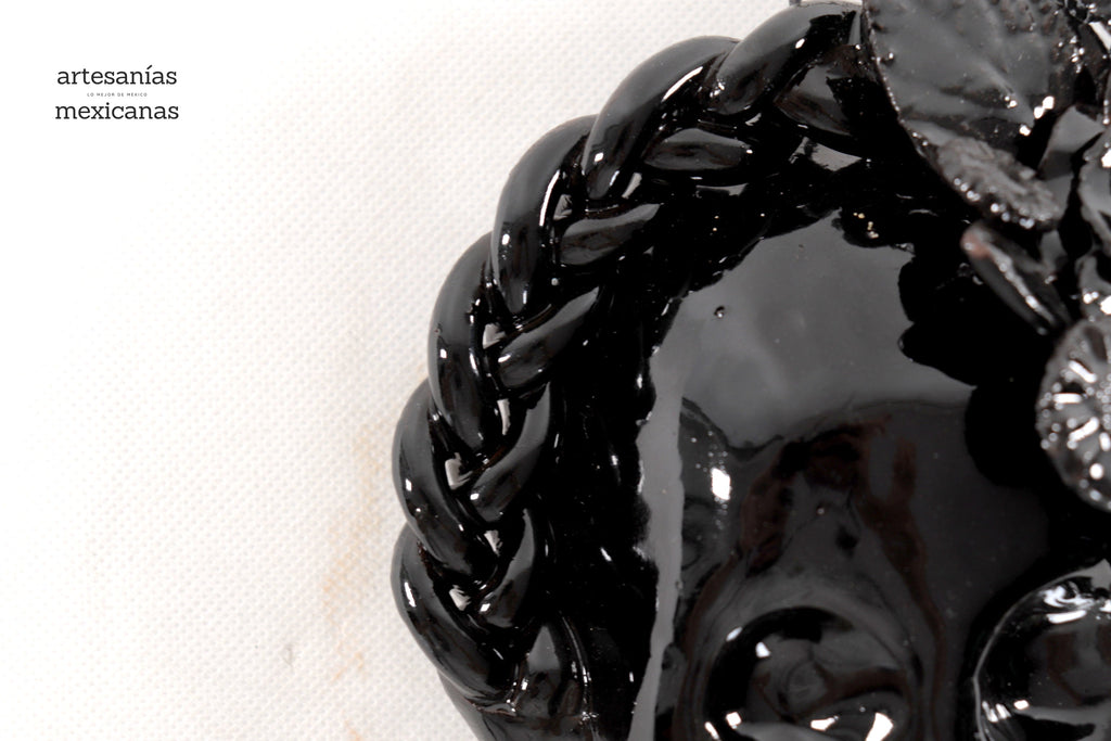 Skull black mediana Wall - Glazed Clay - 7.6 in. Tiru