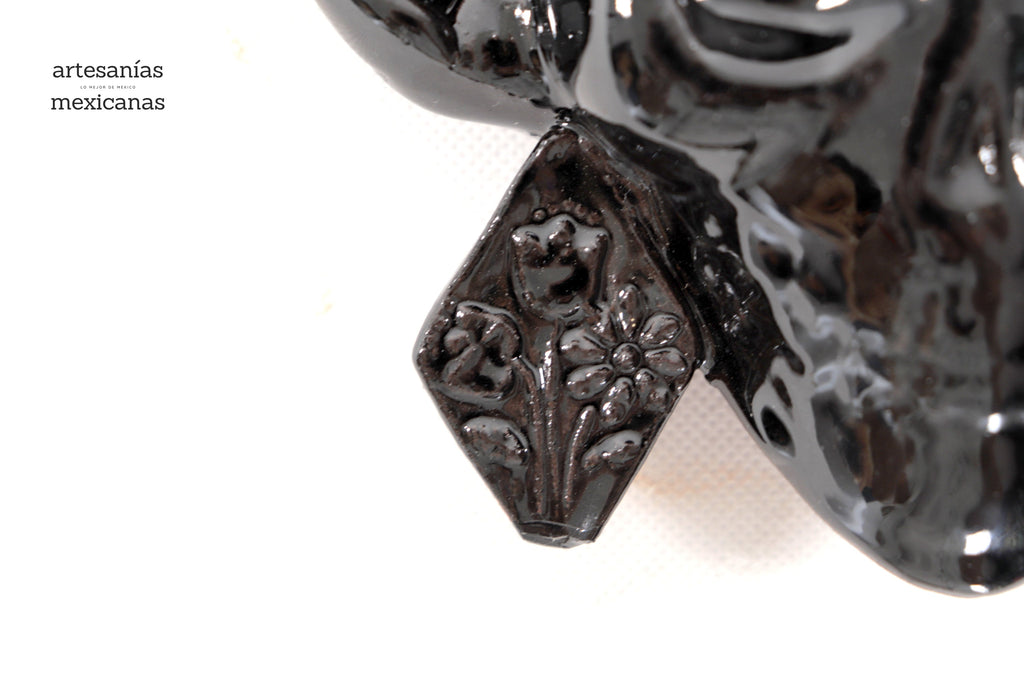 Skull black mediana Wall - Glazed Clay - 7.6 in. Tiru
