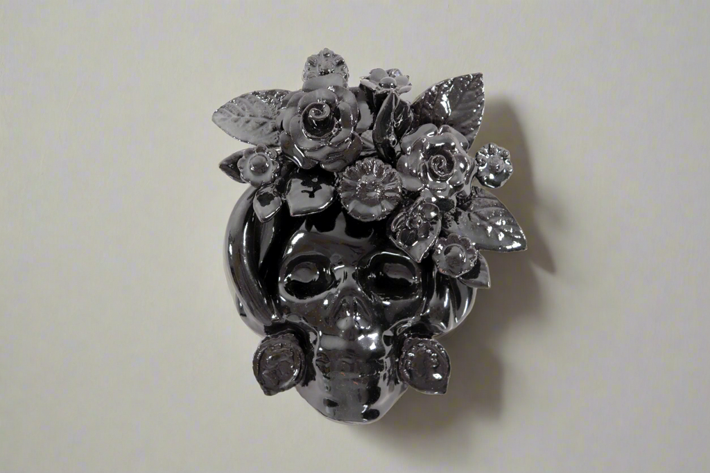 Skull black chica Wall I - Glazed Clay - 5.7 in. Tiru