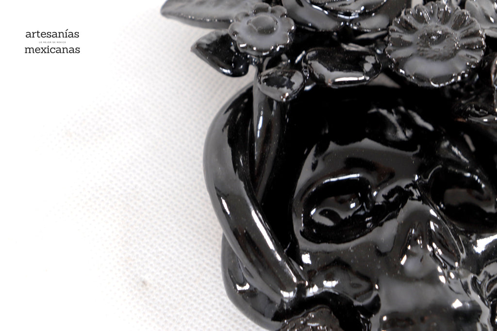 Skull black chica Wall I - Glazed Clay - 5.7 in. Tiru