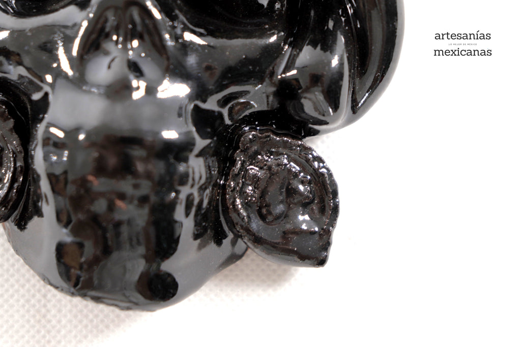 Skull black chica Wall I - Glazed Clay - 5.7 in. Tiru