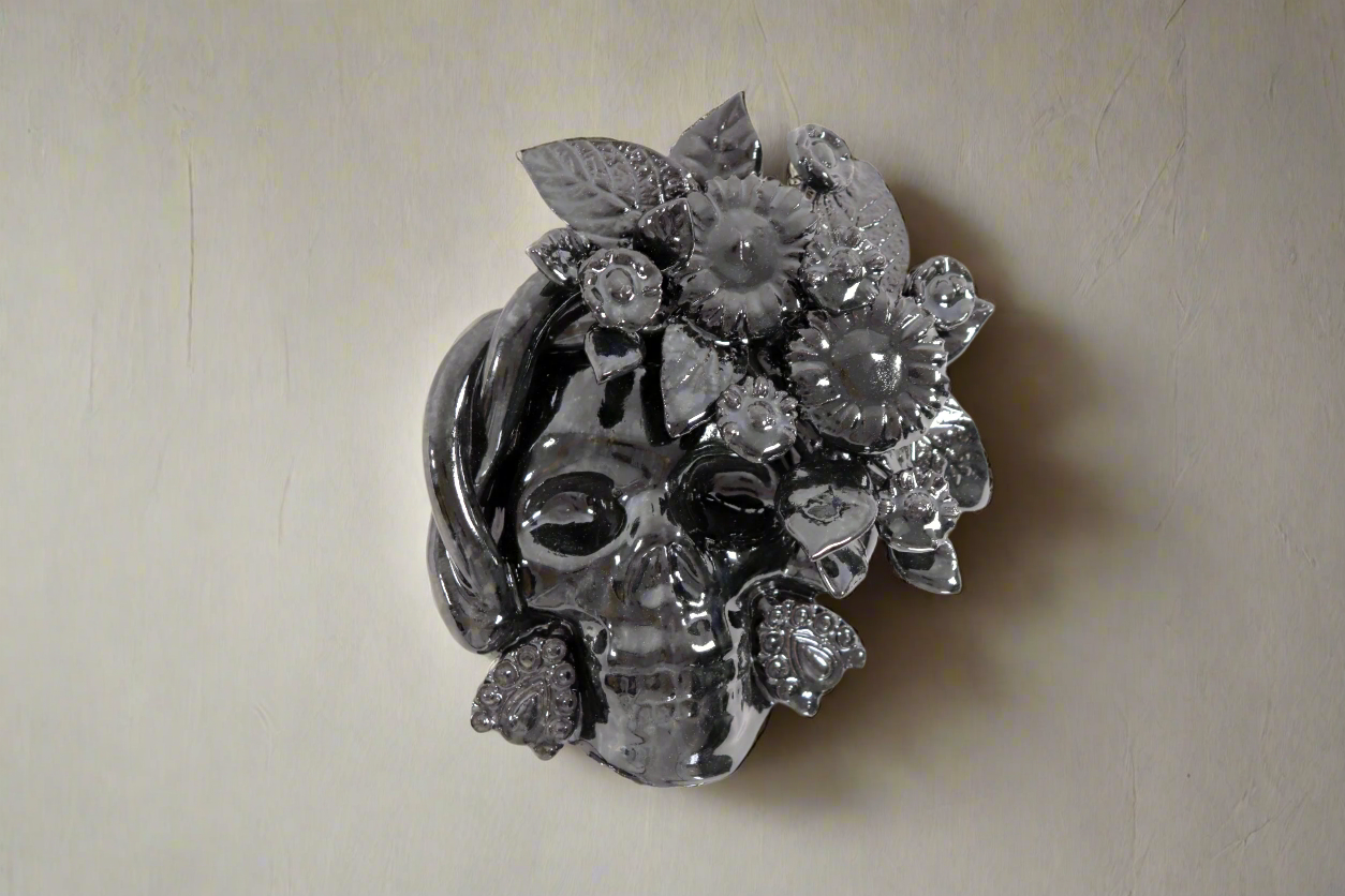 Skull black chica Wall Il - Glazed Clay - 5.7 in. Tiru