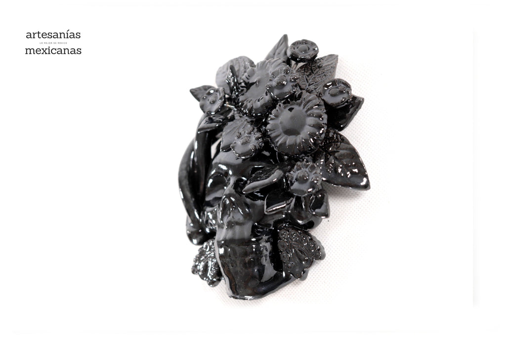 Skull black chica Wall Il - Glazed Clay - 5.7 in. Tiru