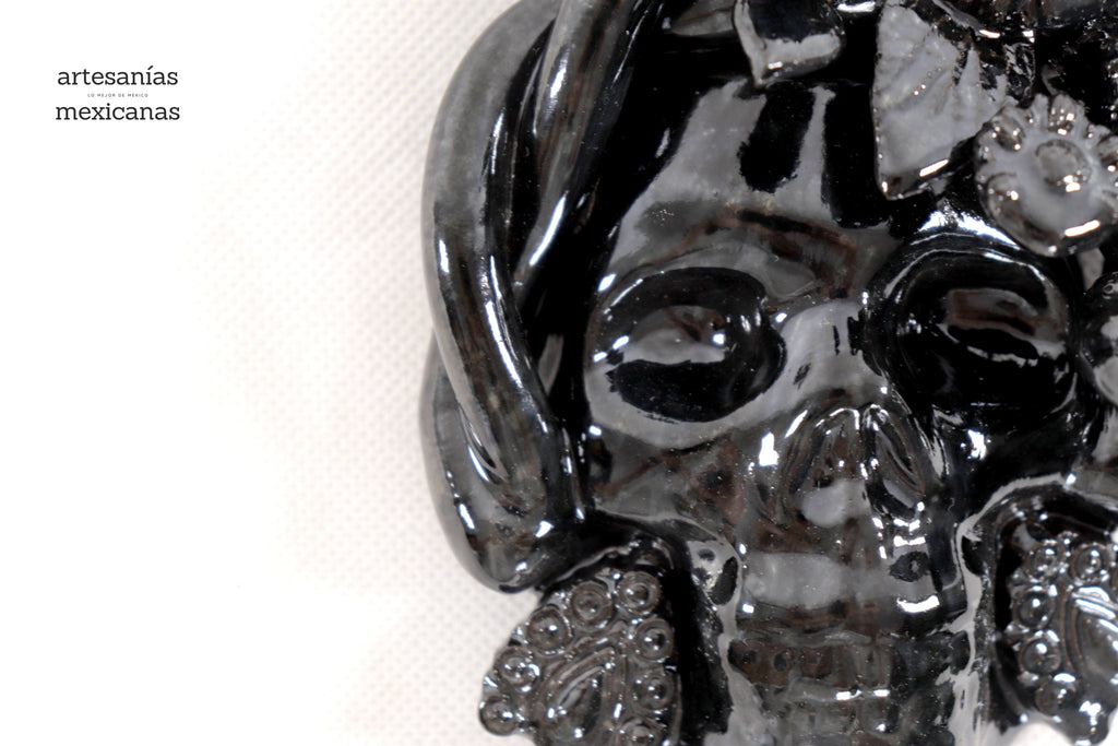 Skull black chica Wall Il - Glazed Clay - 5.7 in. Tiru