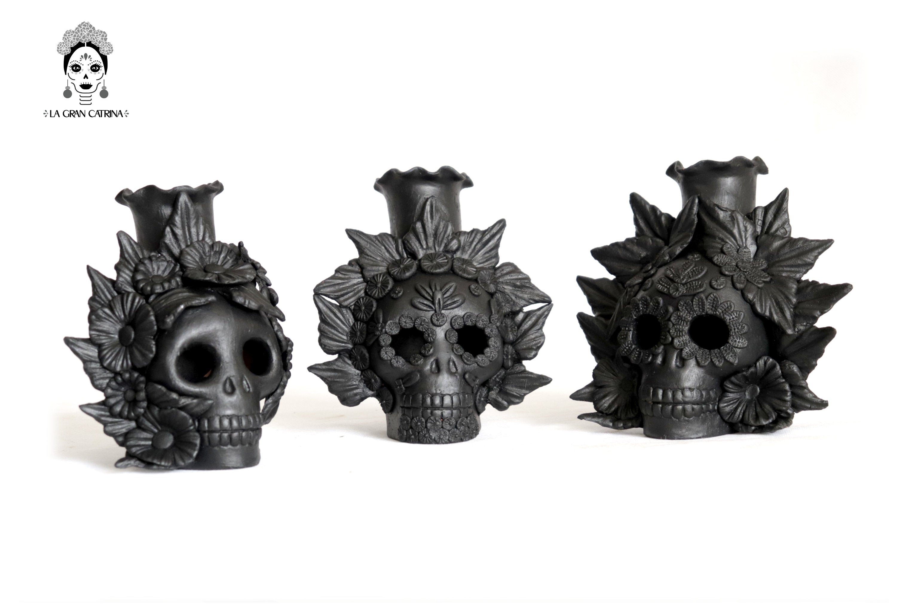 Set 3 Candleholder Negos Clay Flowers Caladas - 6.5 in. Brenda Capula