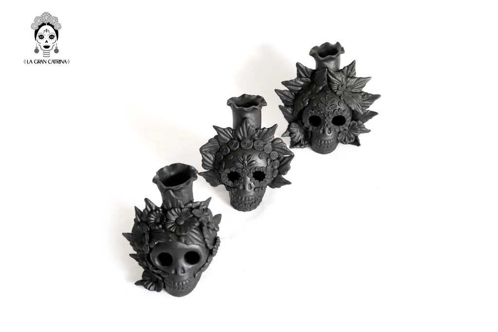 Set 3 Candleholder Negos Clay Flowers Caladas - 6.5 in. Brenda Capula