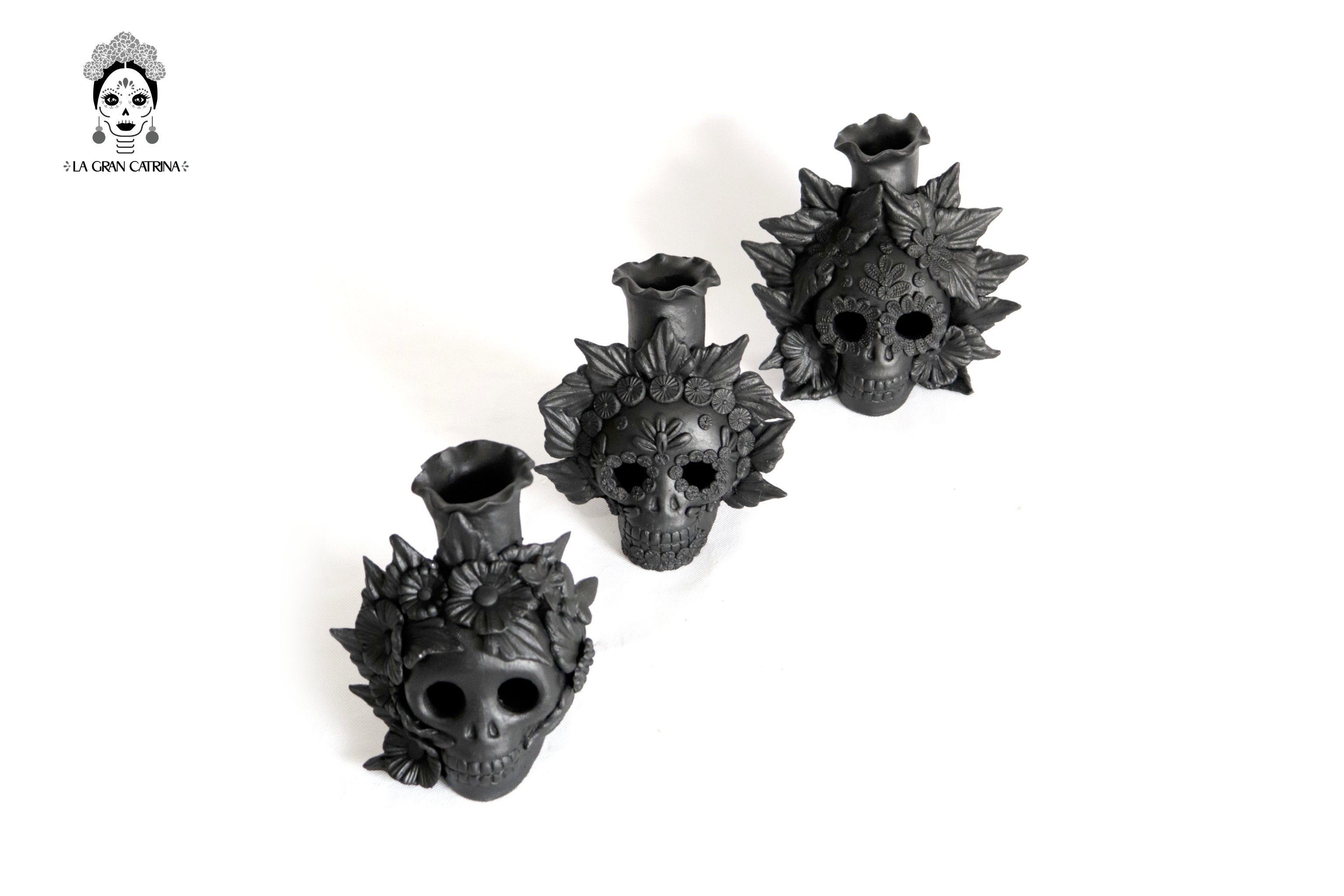 Set 3 Candleholder Negos Clay Flowers Caladas - 6.5 in. Brenda Capula