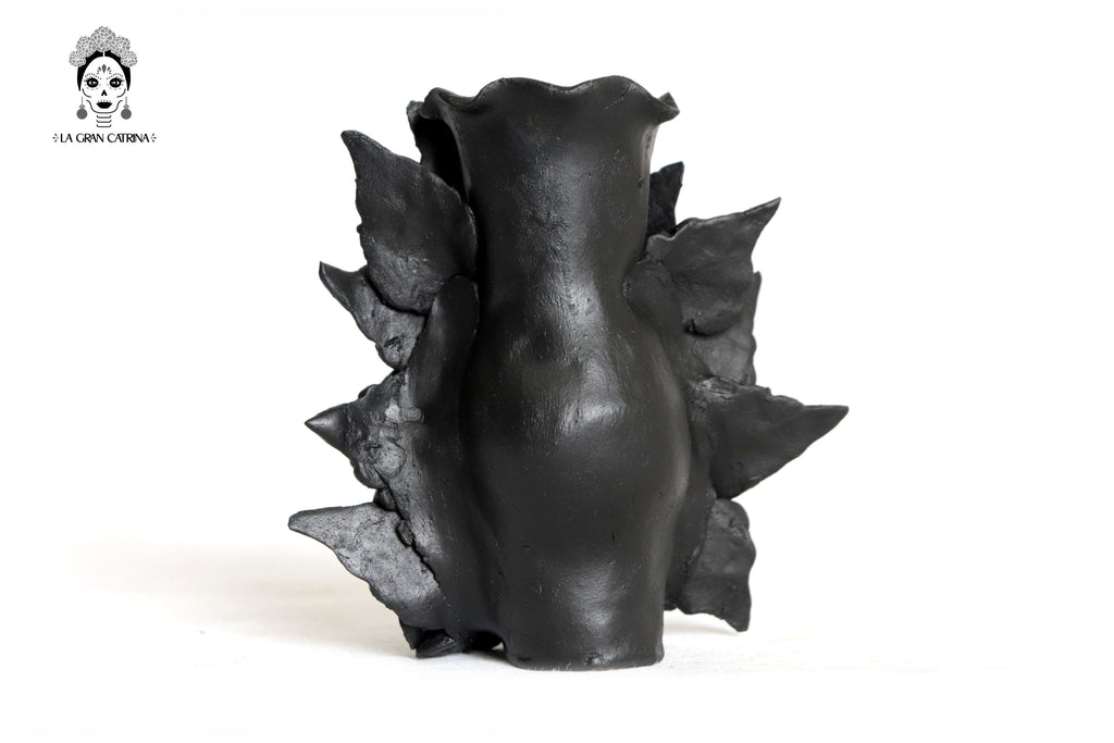 Set 3 Skulls Blacks with Flowers Clay 5.7 in. Brenda Capula