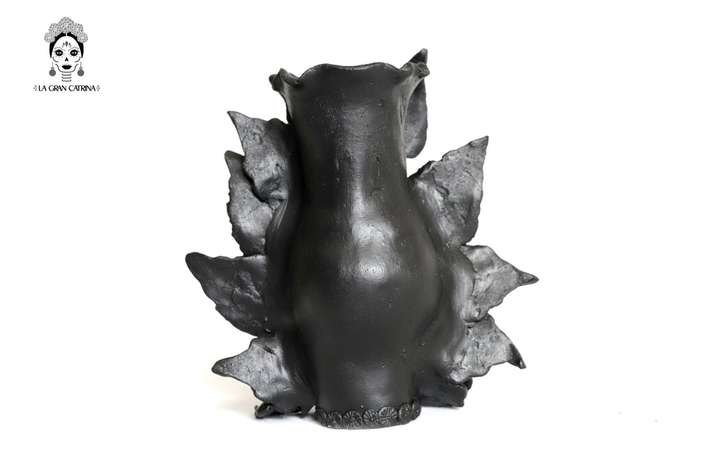 Set 3 Skulls Blacks with Flowers Clay 5.7 in. Brenda Capula