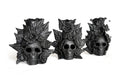 Set 3 Skulls Blacks with Flowers Clay 5.7 in. Brenda Capula