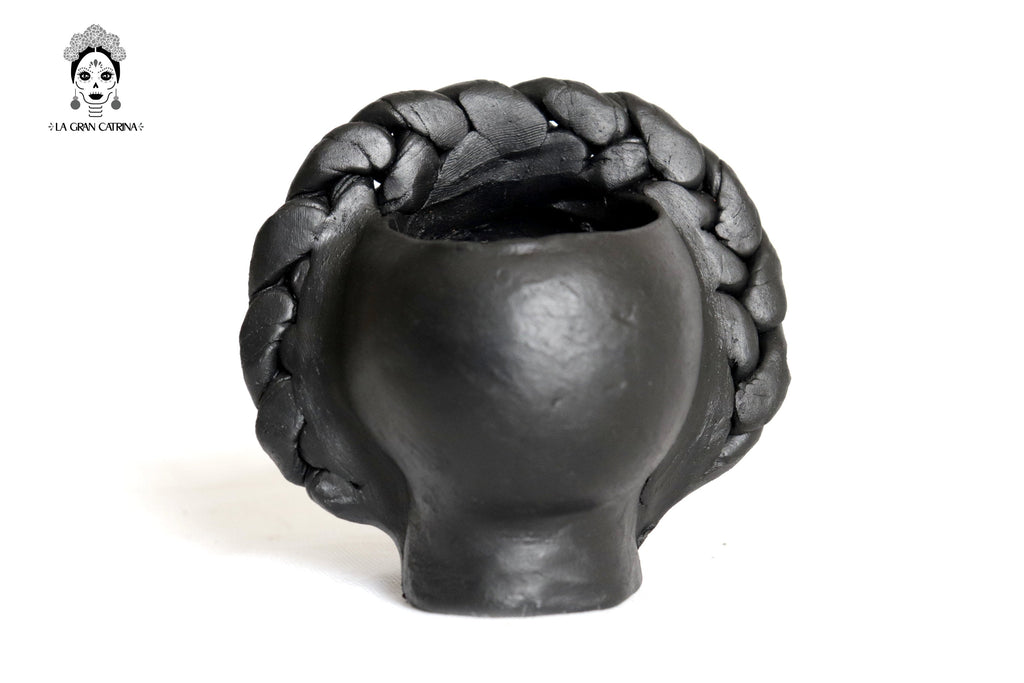 Set 3 Skulls Blacks with Trenza Clay 6.3 in. Brenda Capula