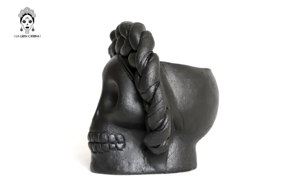 Set 3 Skulls Blacks with Trenza Clay 6.3 in. Brenda Capula