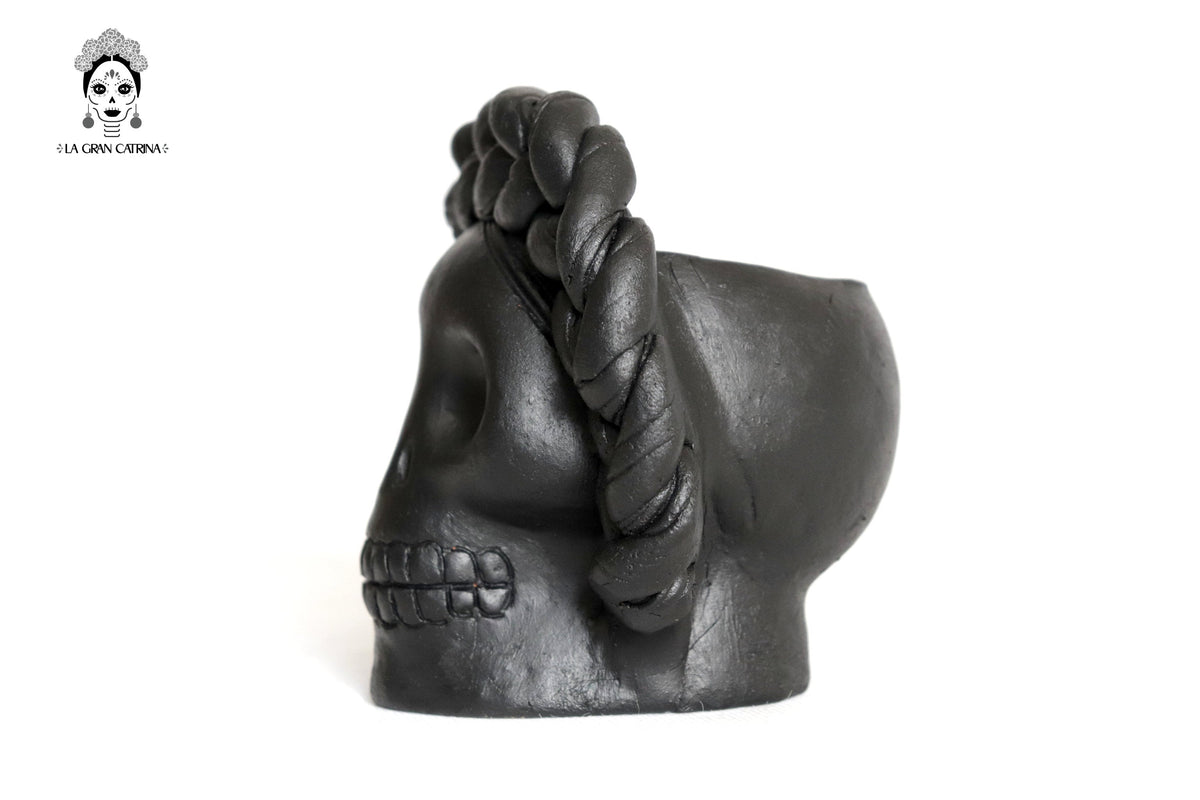 Set 3 Skulls Blacks with Trenza Clay 6.3 in. Brenda Capula