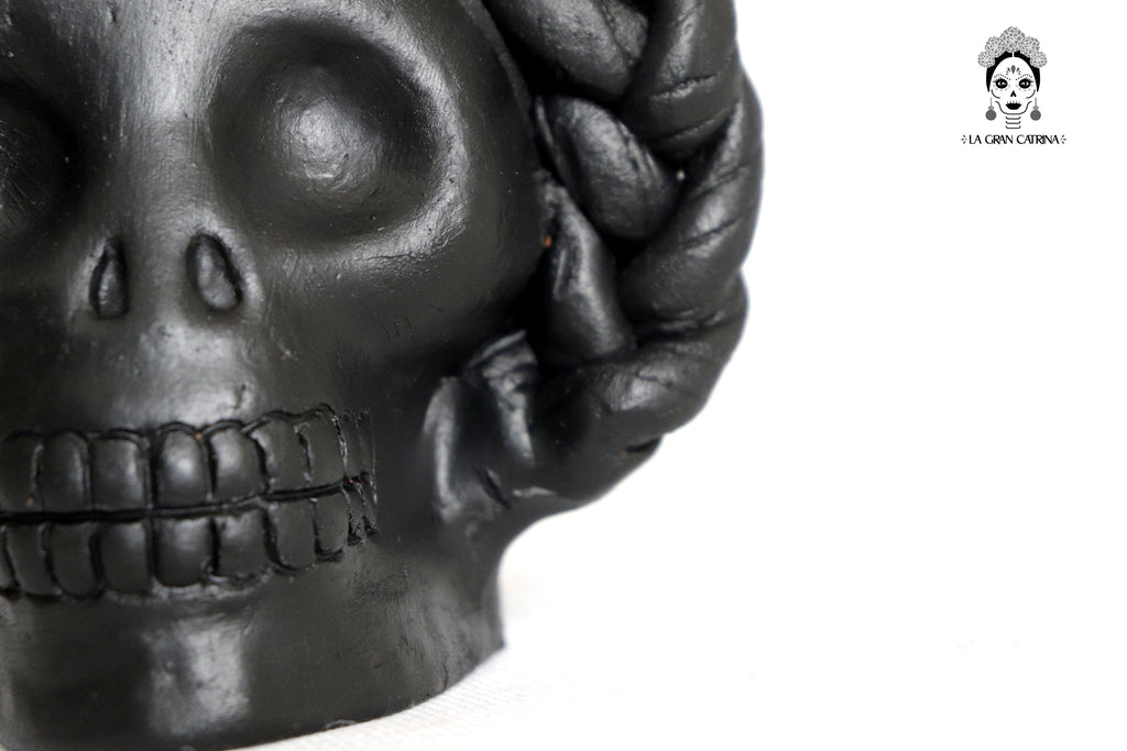 Set 3 Skulls Blacks with Trenza Clay 6.3 in. Brenda Capula
