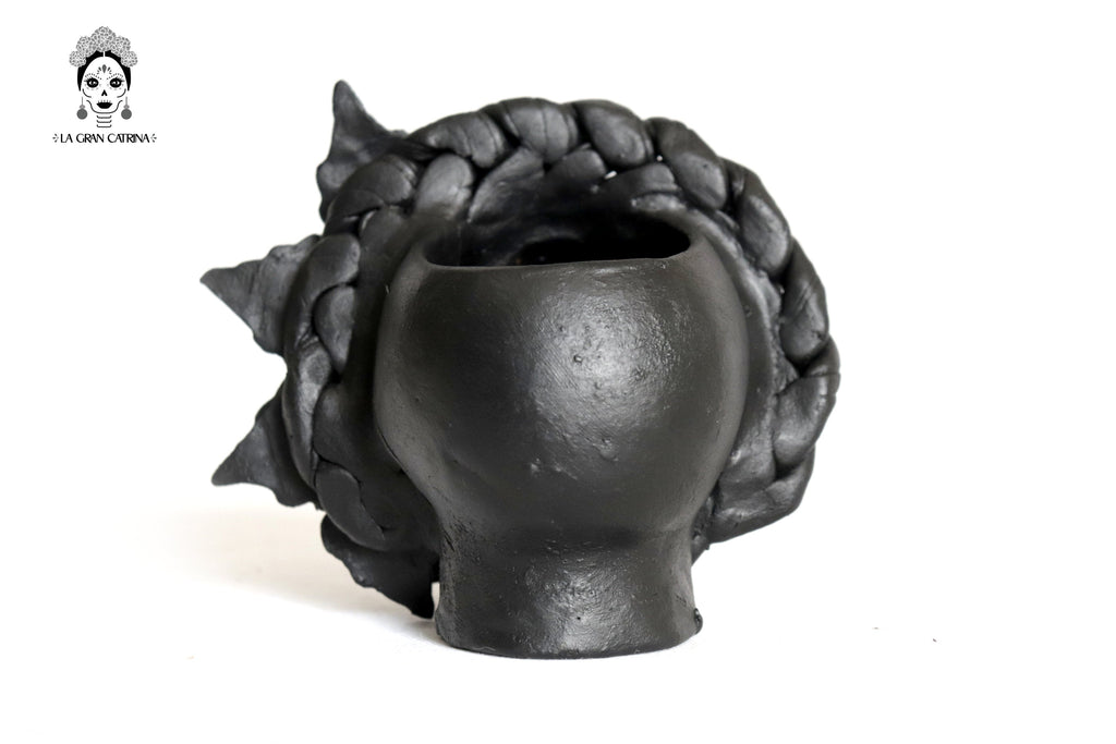 Set 3 Skulls Blacks with Trenza Clay 6.3 in. Brenda Capula