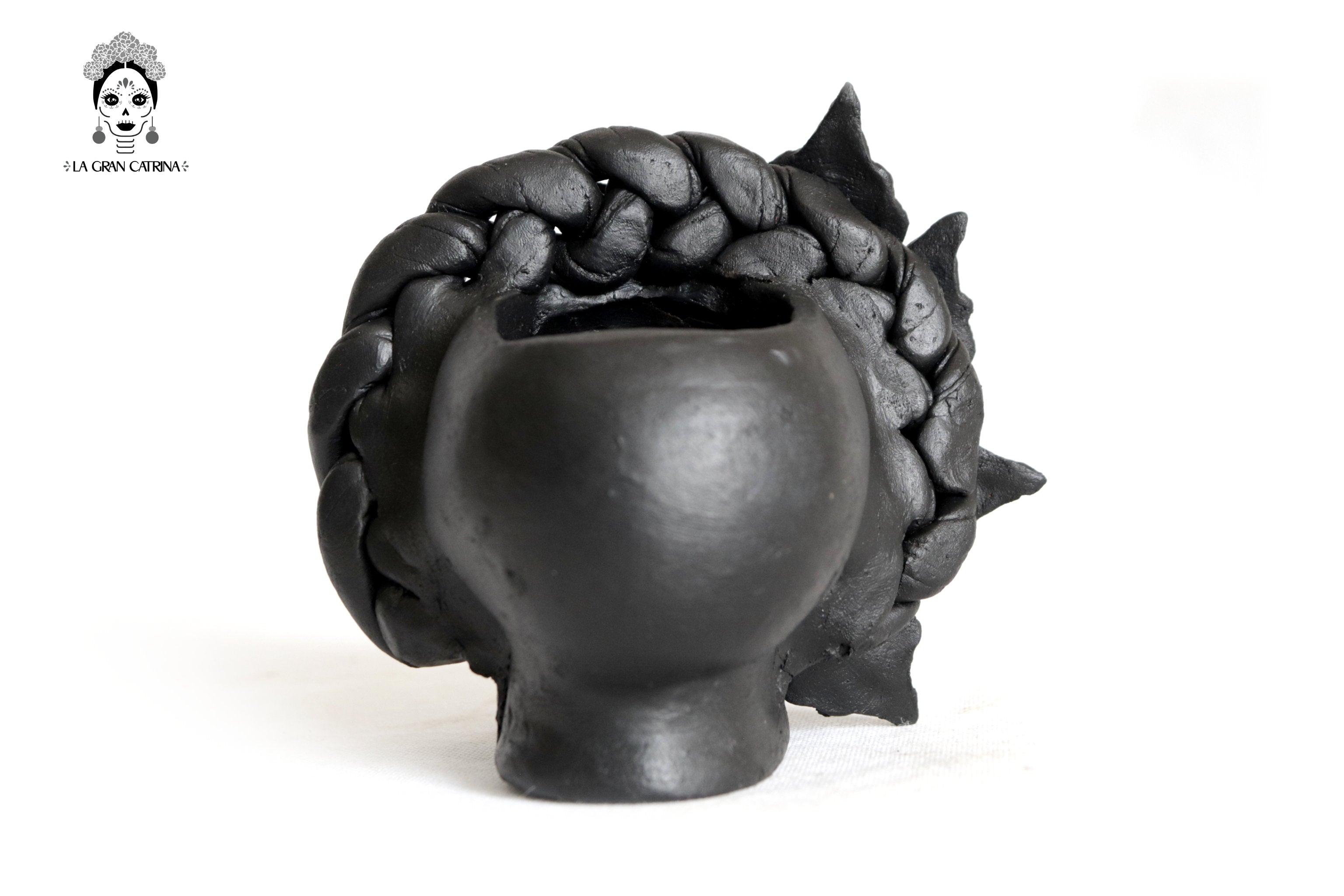 Set 3 Skulls Blacks with Trenza Clay 6.3 in. Brenda Capula