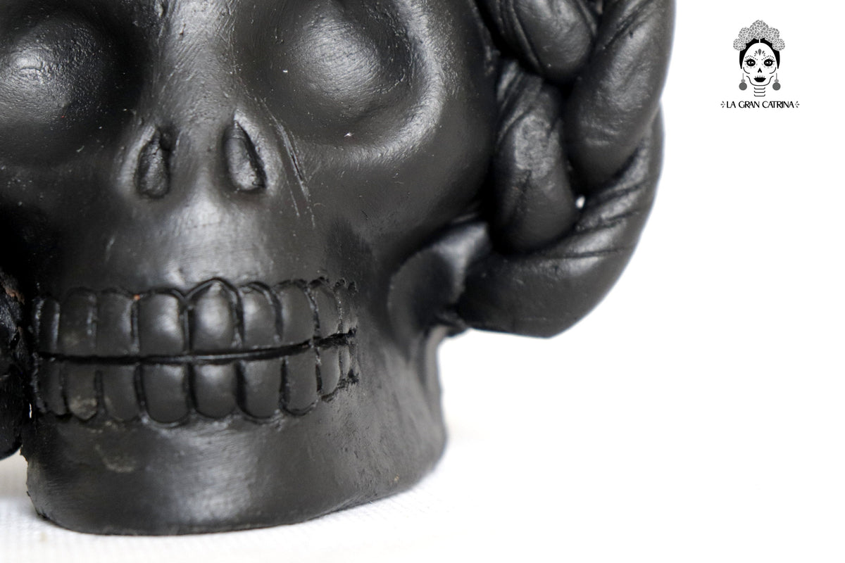 Set 3 Skulls Blacks with Trenza Clay 6.3 in. Brenda Capula