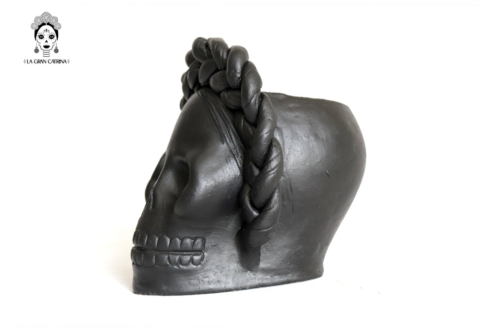 Set 3 Skulls Blacks with Trenza Clay 7 in. Brenda Capula