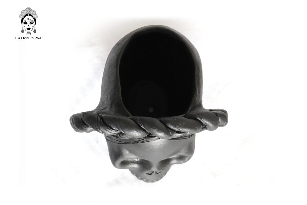 Set 3 Skulls Blacks with Trenza Clay 7 in. Brenda Capula