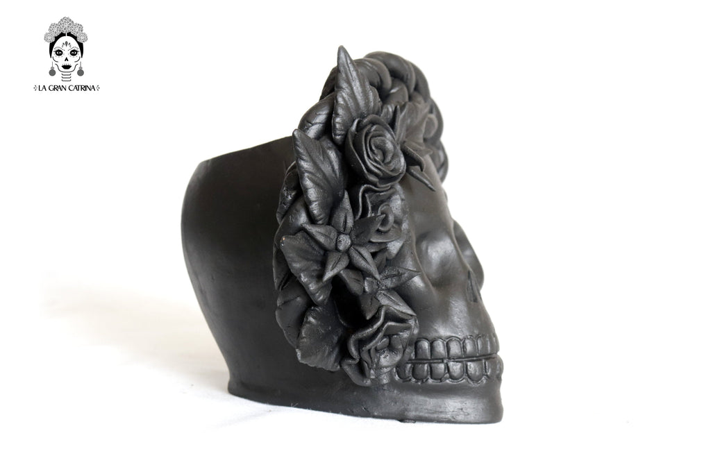 Set 3 Skulls Blacks with Trenza Clay 7 in. Brenda Capula