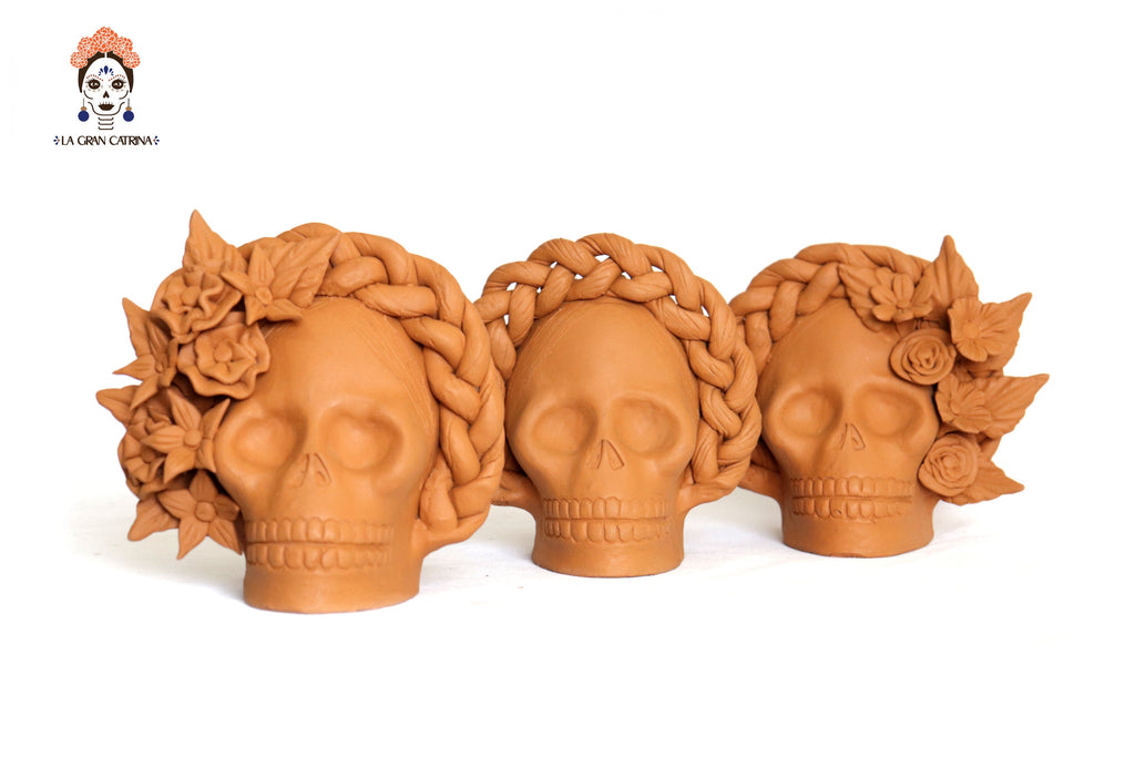 Trio of skulls - Planters medium orange Brenda Capula
