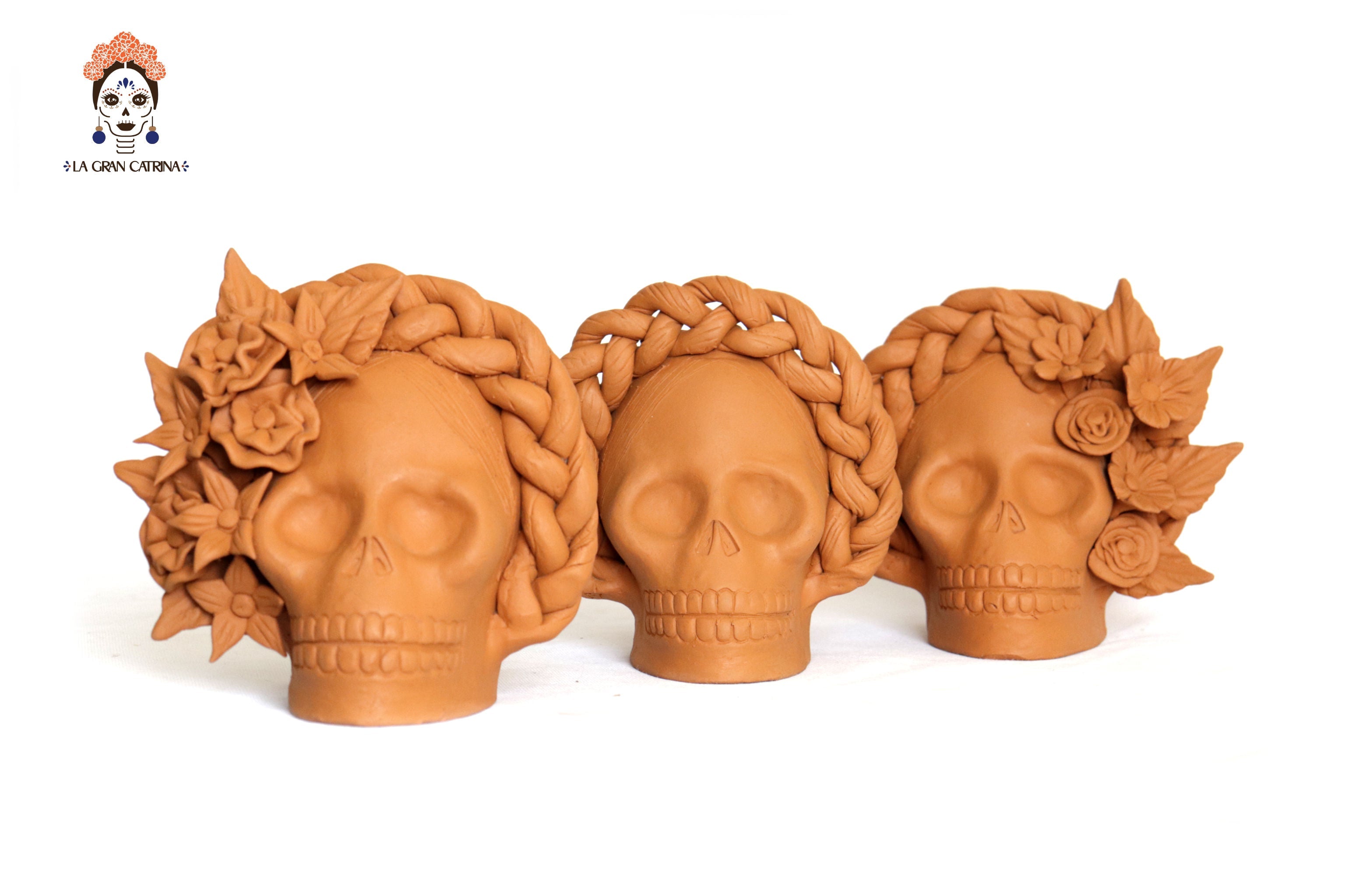Trio of skulls - Planters medium orange Brenda Capula