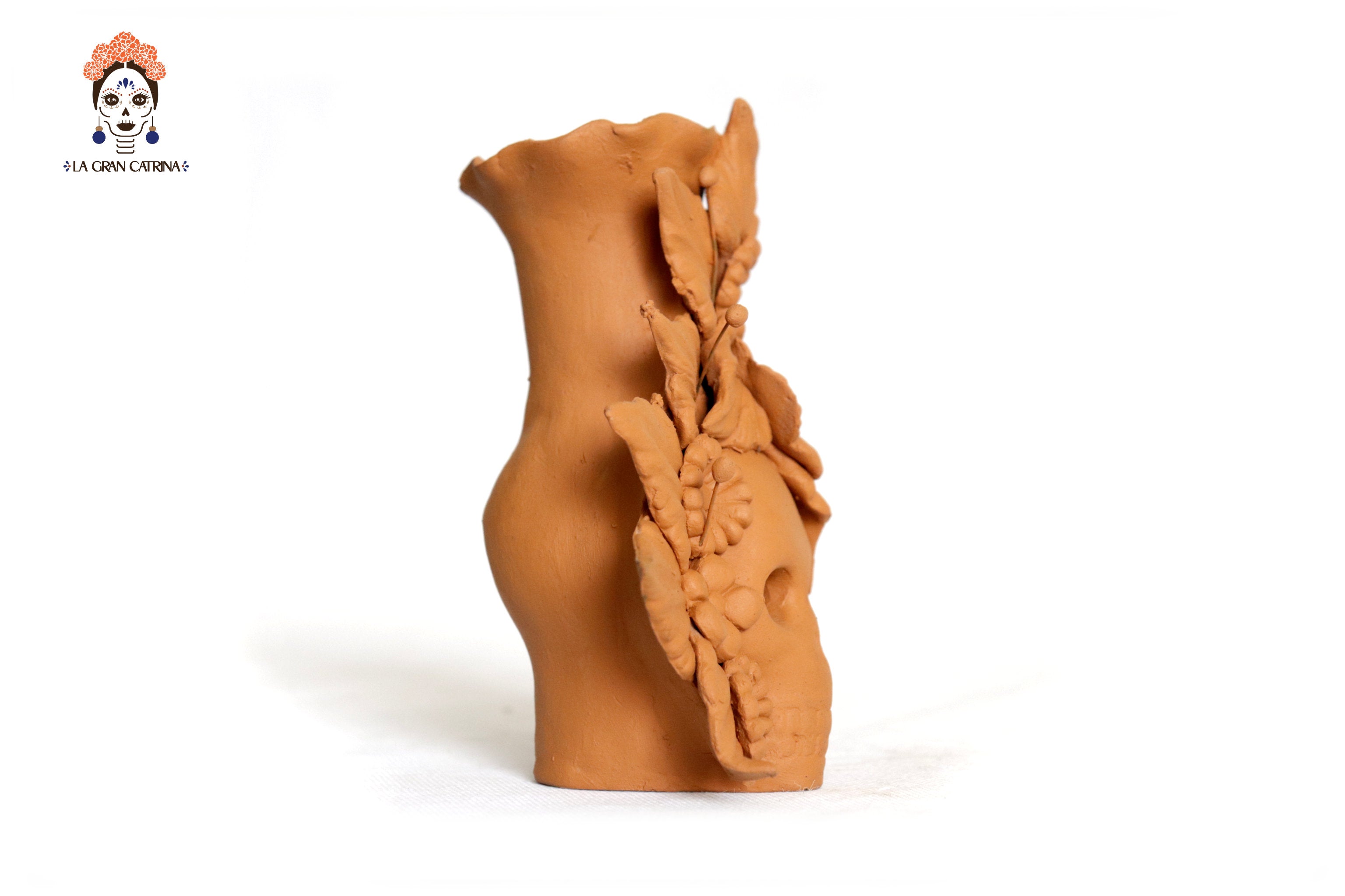 Set 3 Candleholder Natural Clay Flowers Relieve 5.5 in. Brenda Capula