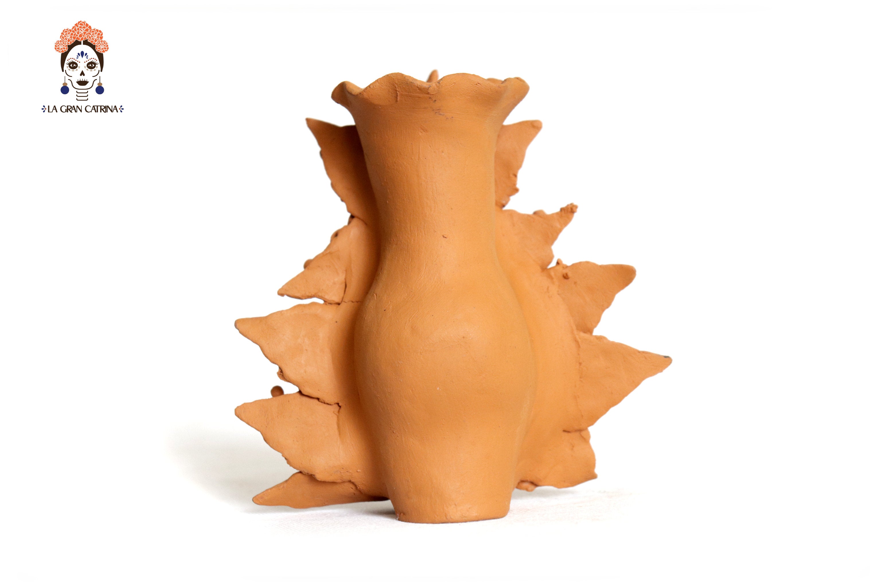 Set 3 Candleholder Natural Clay Flowers Relieve 5.5 in. Brenda Capula
