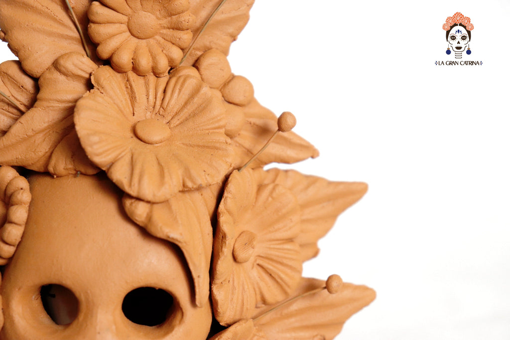 Set 3 Candleholder Natural Clay Flowers Relieve 5.5 in. Brenda Capula
