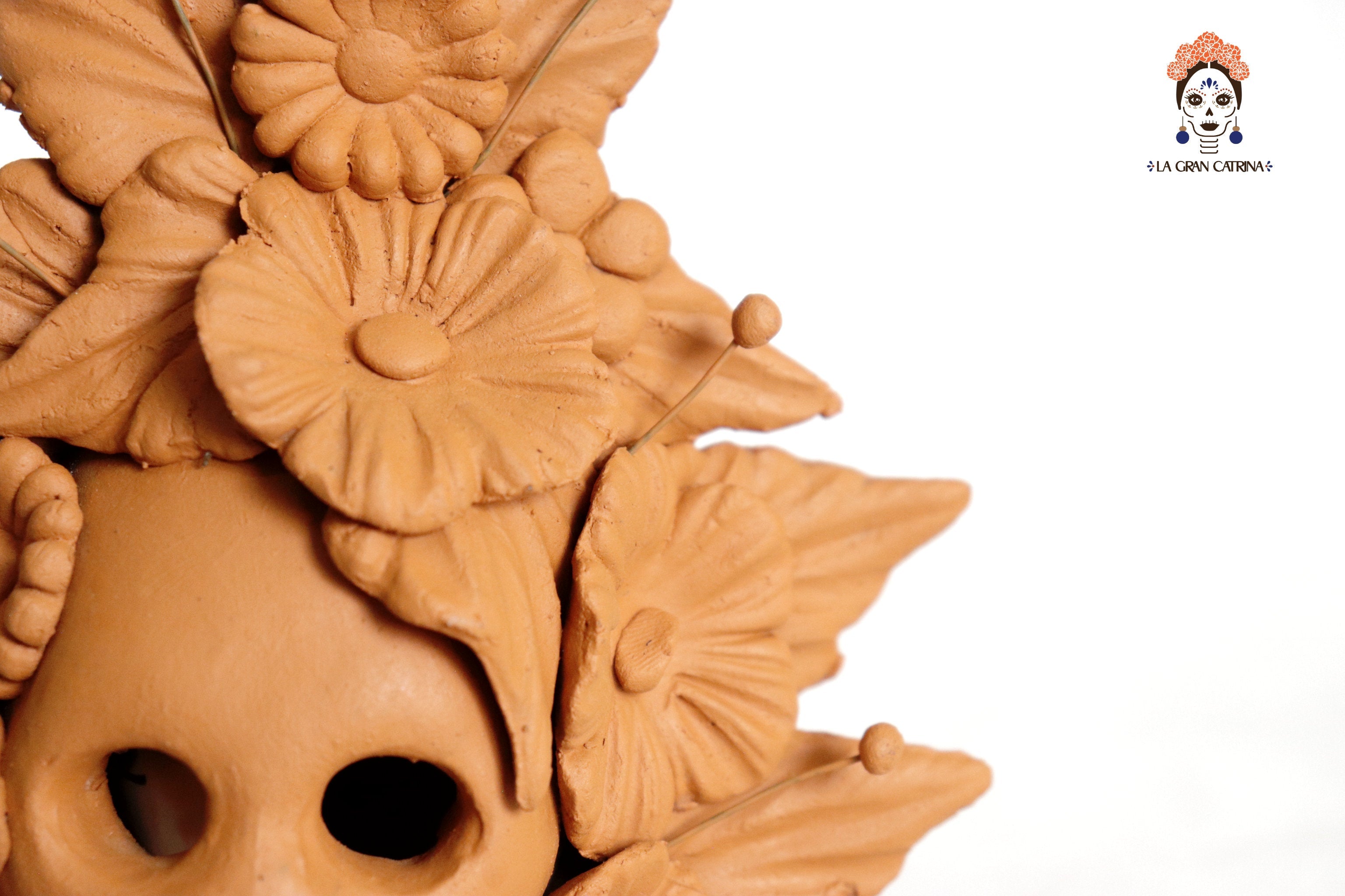 Set 3 Candleholder Natural Clay Flowers Relieve 5.5 in. Brenda Capula
