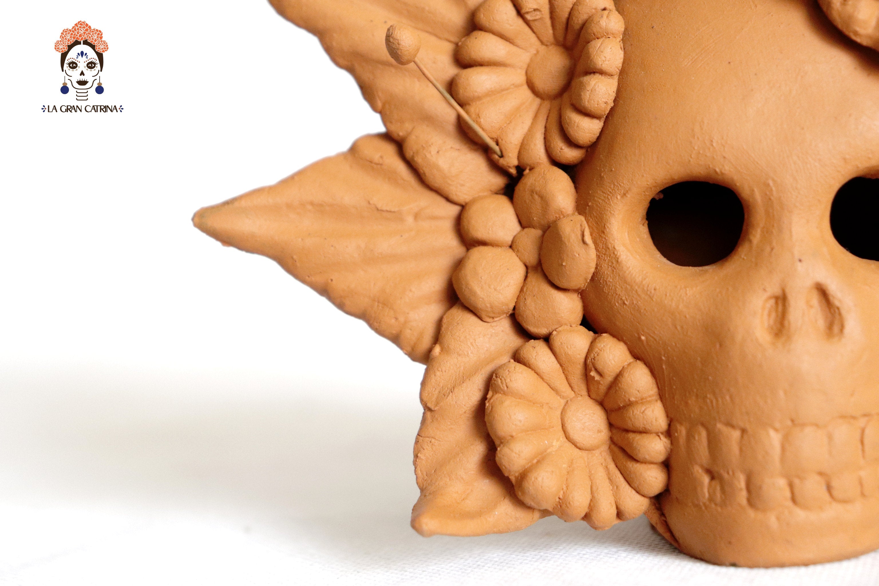 Set 3 Candleholder Natural Clay Flowers Relieve 5.5 in. Brenda Capula