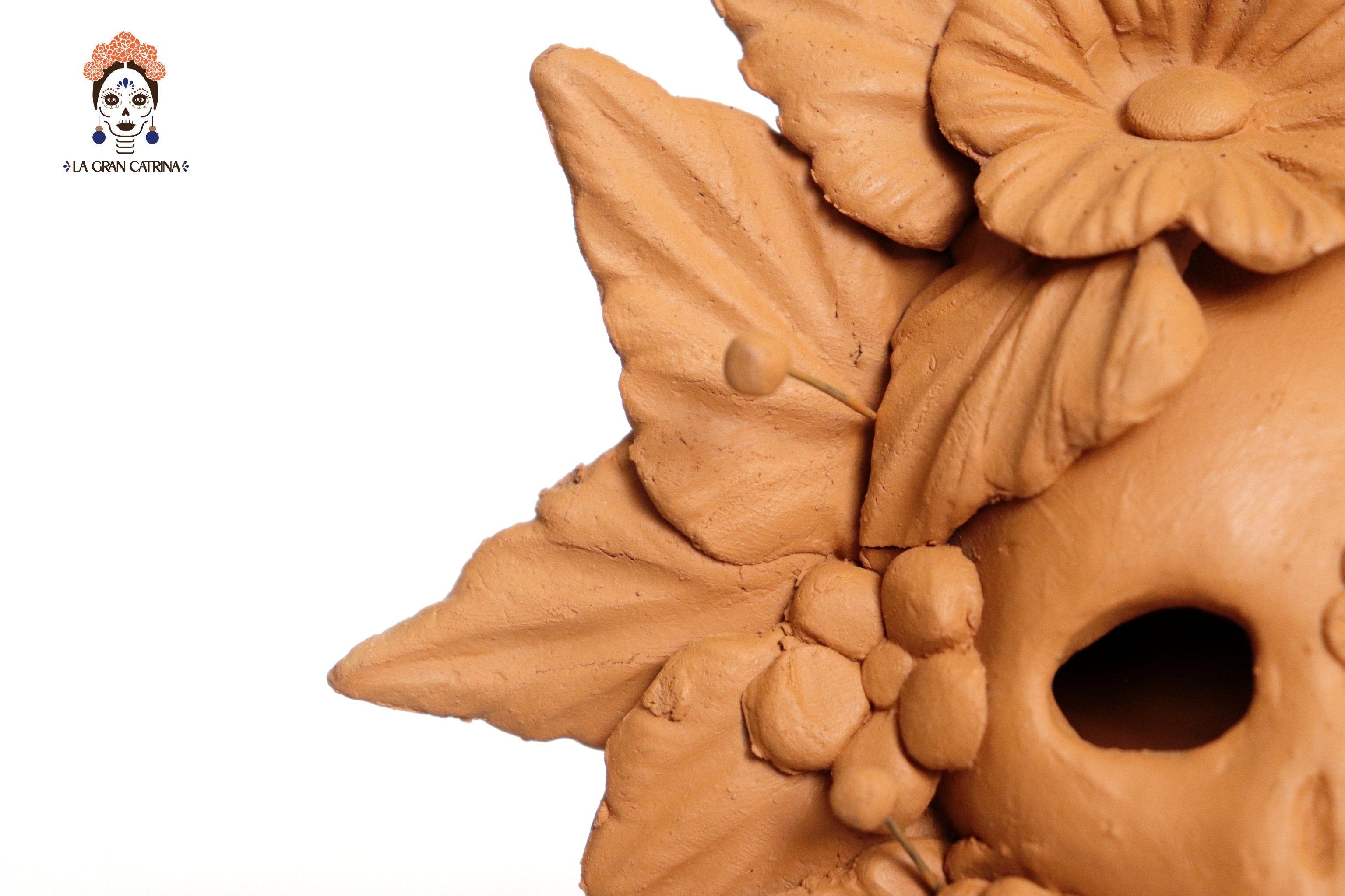Set 3 Candleholder Natural Clay Flowers Relieve 5.5 in. Brenda Capula