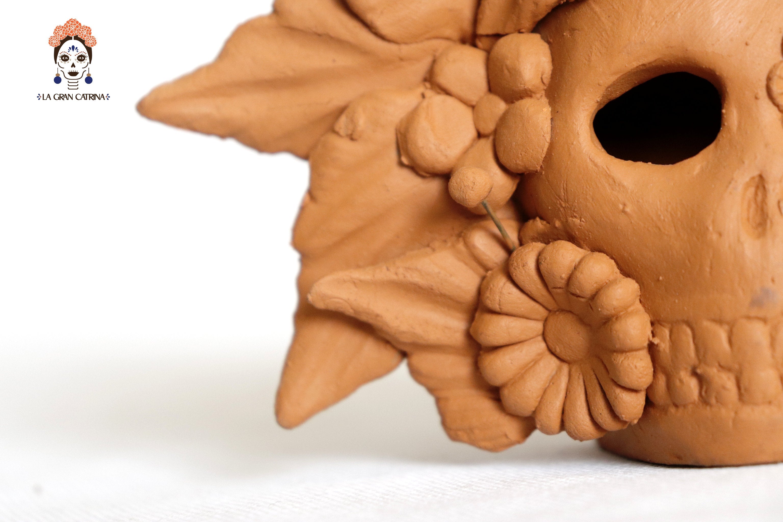 Set 3 Candleholder Natural Clay Flowers Relieve 5.5 in. Brenda Capula
