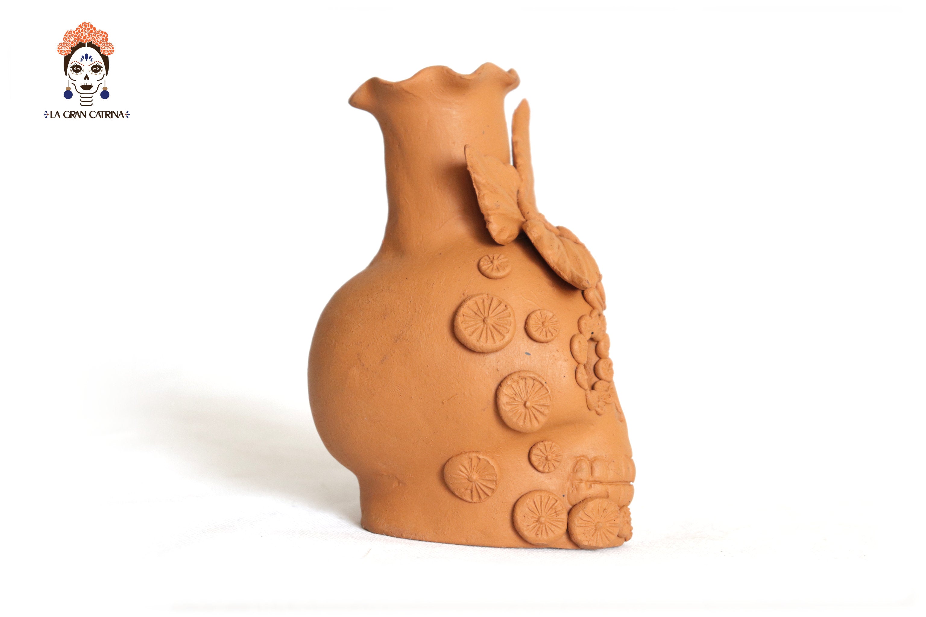Trio of candleholders medium orange Day of the Dead for 1 Candle Brenda Capula