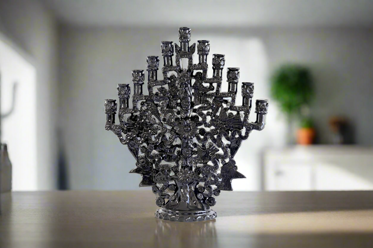 Candleholder black of 11-Candle - 11.8 in. Tereri