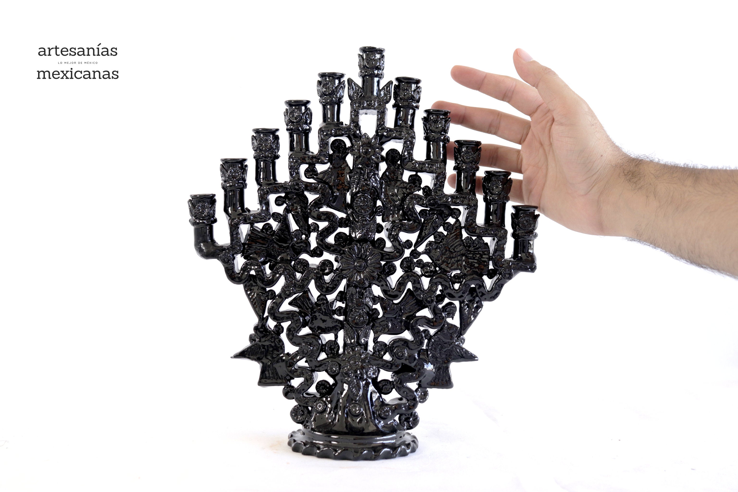 Candleholder black of 11-Candle - 11.8 in. Tereri