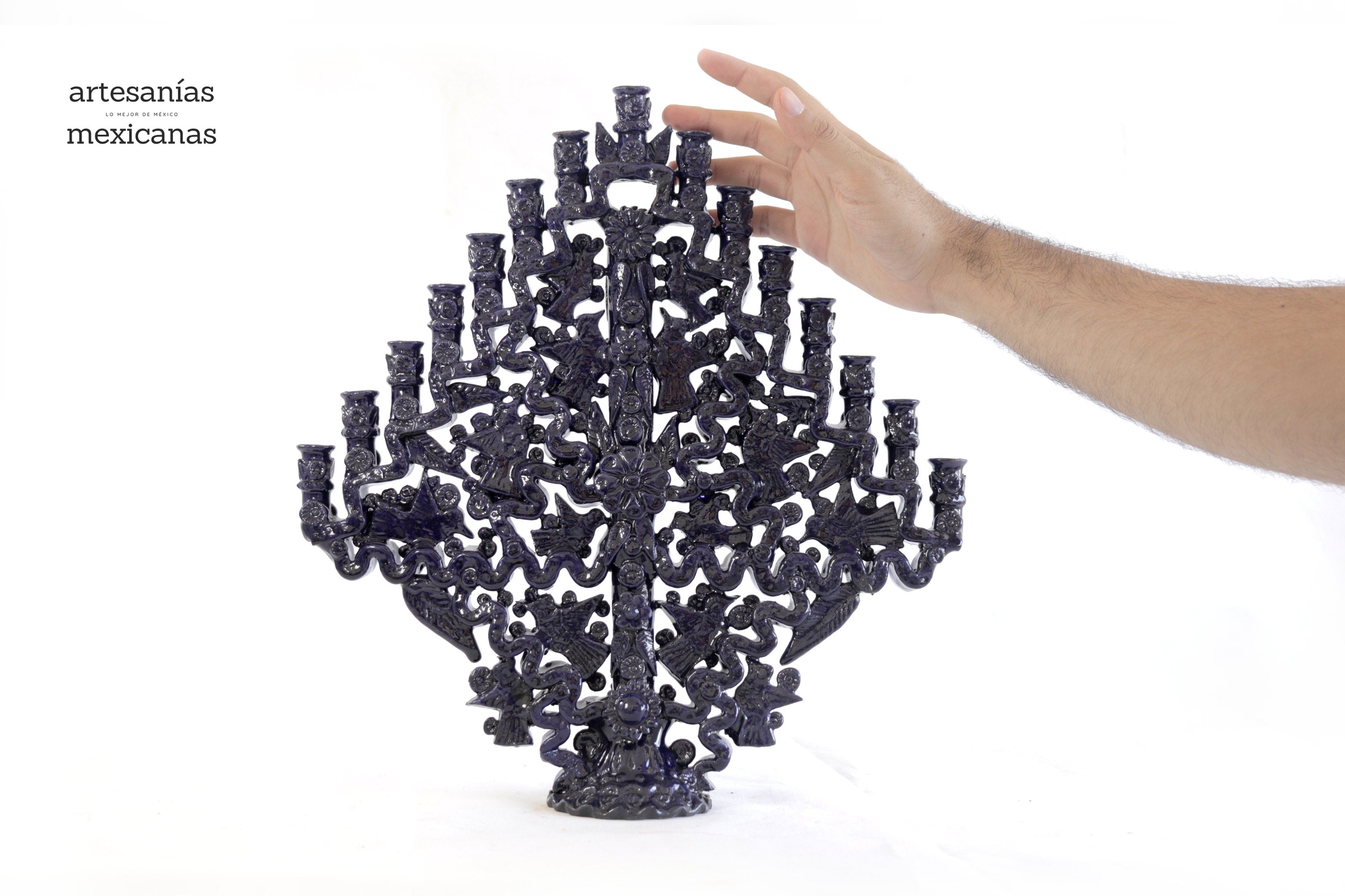 Candleholder Blue 15-Candle - 15 in. Tereri