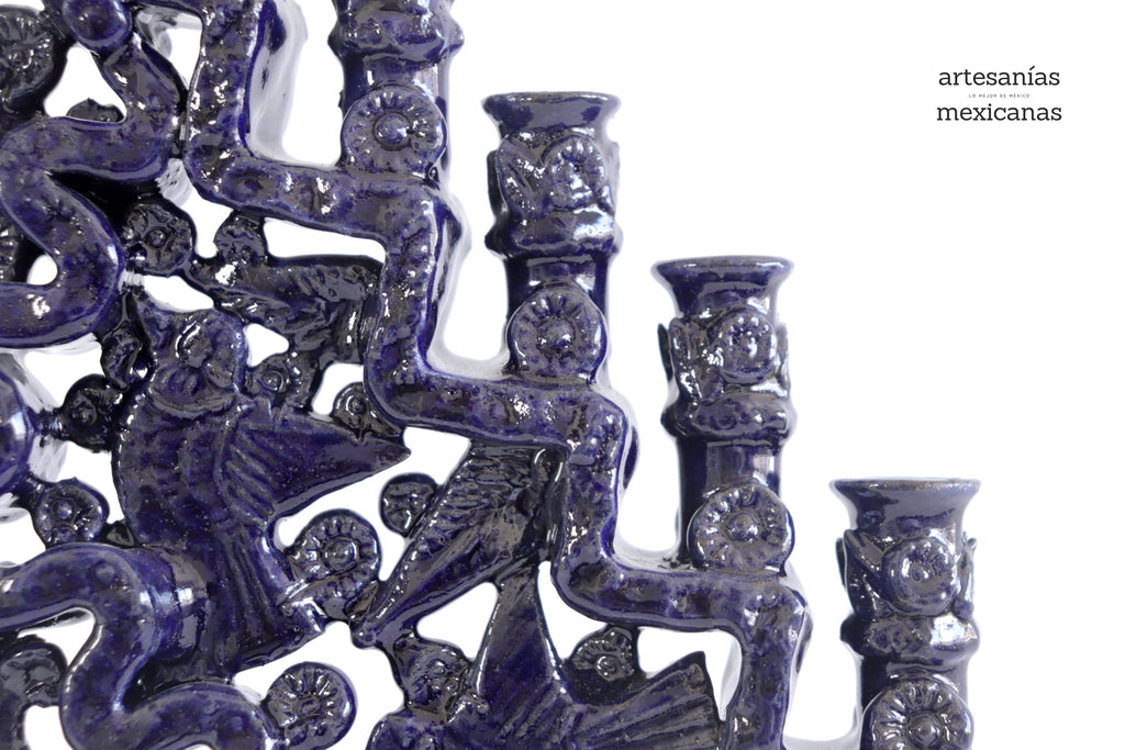 Candleholder Blue 15-Candle - 15 in. Tereri