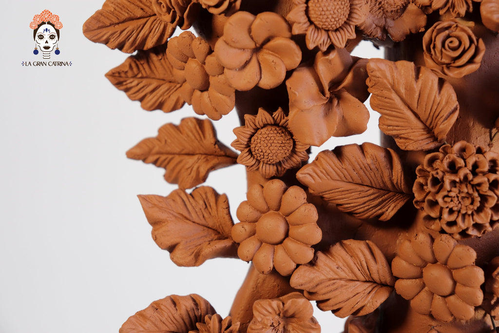 Floral Natural Clay Candelabra