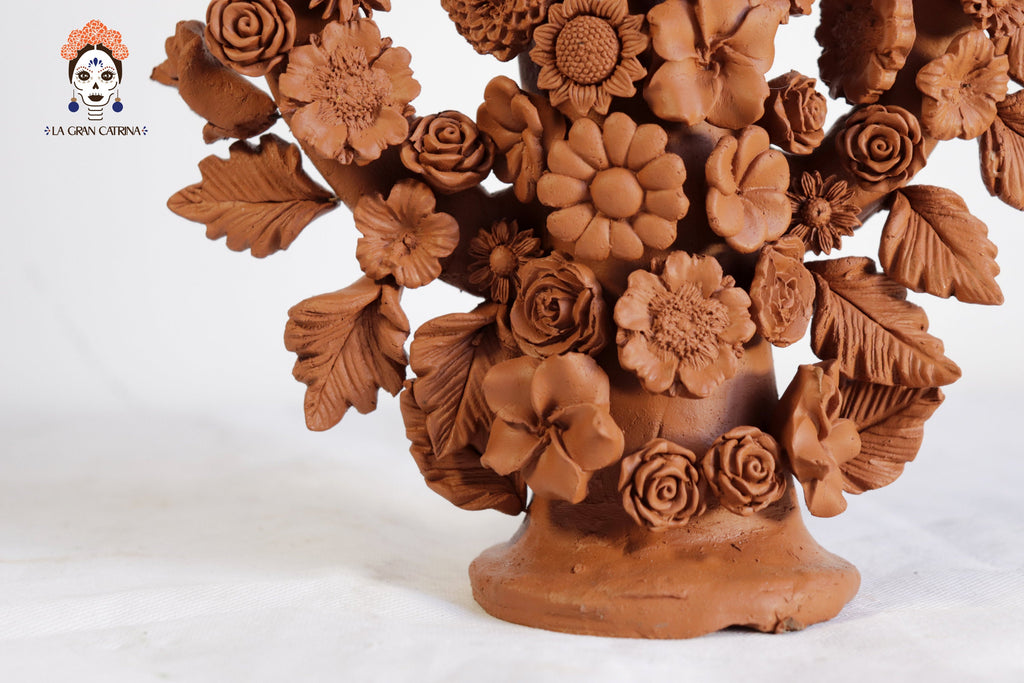 Floral Natural Clay Candelabra
