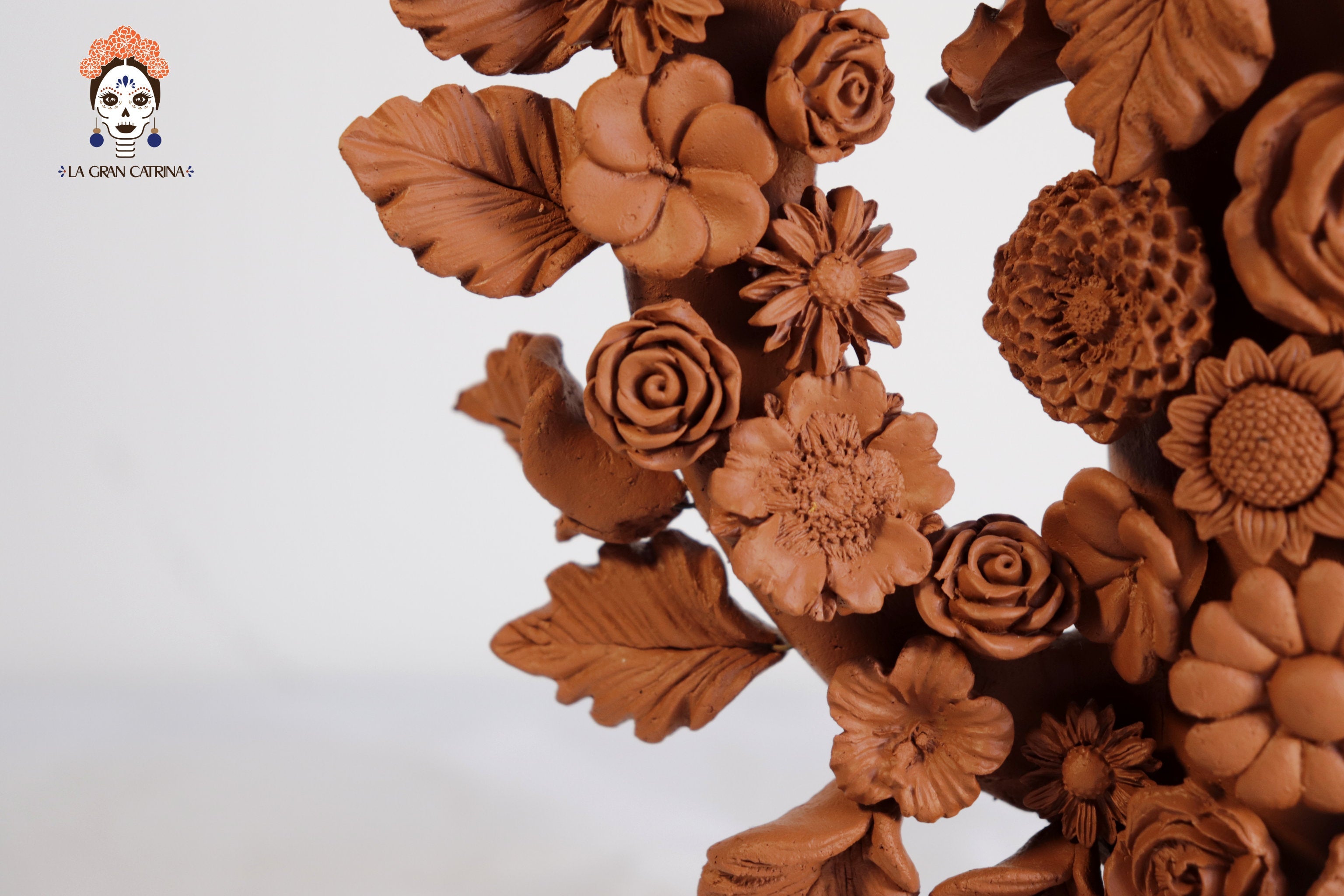 Floral Natural Clay Candelabra