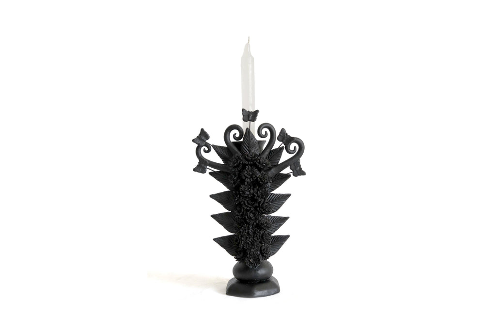 Candleholder of una candledora black clay - 11 in. Pery