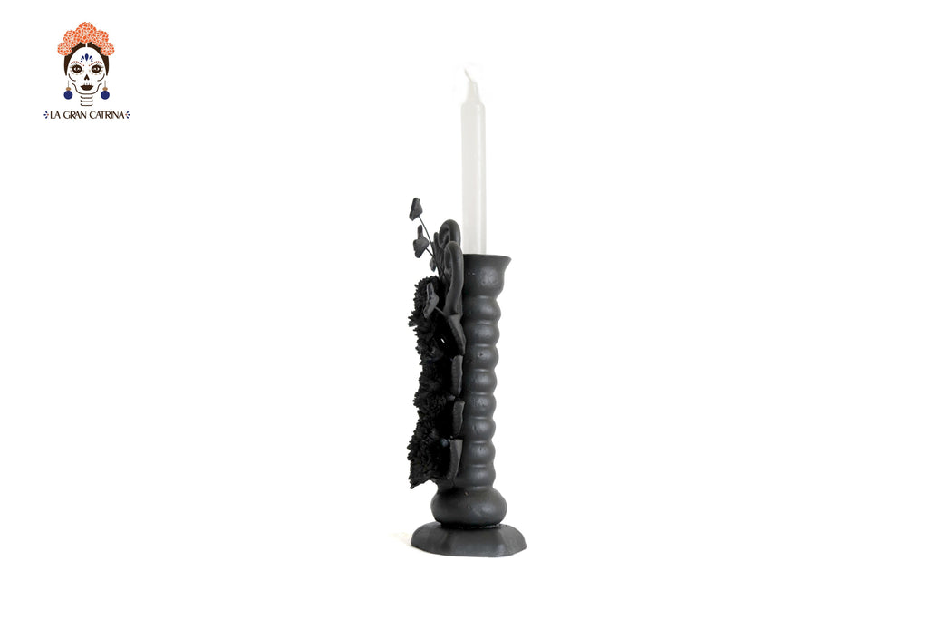 Candleholder of una candledora black clay - 11 in. Pery
