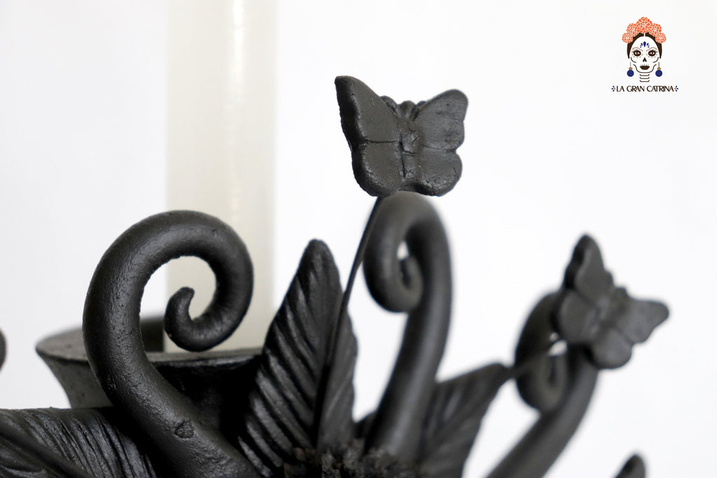 Candleholder of una candledora black clay - 11 in. Pery