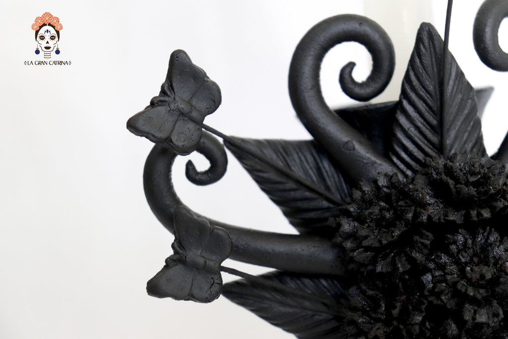 Candleholder of una candledora black clay - 11 in. Pery